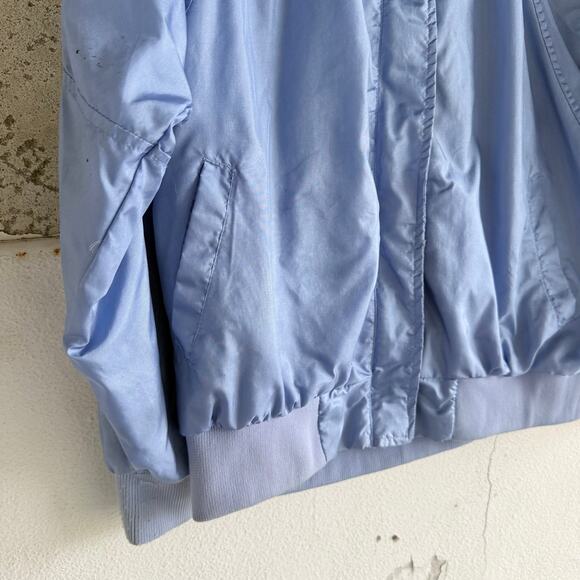 Vtg 80s Adidas Windbreaker Track Jacket Periwinkle Nylon Trefoil Logo Womens L - Picture 3 of 13